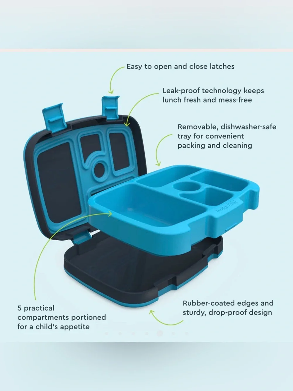 Bentgo Kids Leak-Proof Bento Lunch Box, Navy Dinosaur, Ages 3-7, BGKDPT-DNO